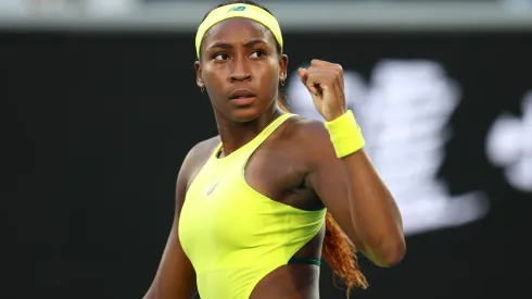 Coco Gauff of the United States celebrates a point in the Women's Singles Third Round match against Leylah Fernandez of Canada during day six of the 2025 Australian Open.