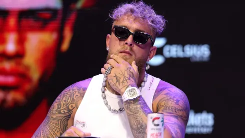 ake Paul looks on during a press conference at The Avalon on May 14, 2025 in Los Angeles, California.