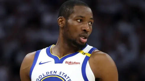 Jonathan Kuminga #00 of the Golden State Warriors handles the ball during the first quarter of Game Five of the Western Conference Second Round NBA Playoffs against the Minnesota Timberwolves at Target Center on May 14, 2025 in Minneapolis, Minnesota.