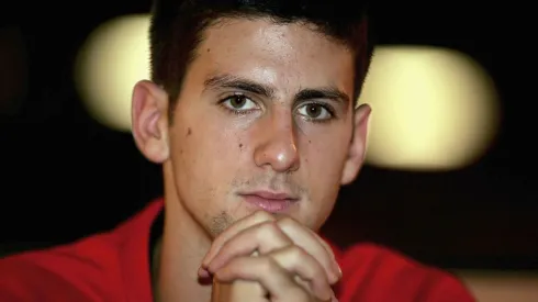Novak Djokovic of Serbia and Montenegro relaxes during the BNP Paribas ATP Masters Series at the Palais Omnisports Paris-Bercy, November 2, 2005 in Paris, France.