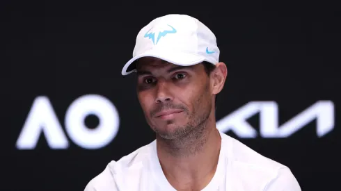 Rafael Nadal speaks during a press conference.