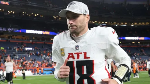 Quarterback Kirk Cousins #18 of the Atlanta Falcons leaves the field after losing to the Denver Broncos 38-6 at Empower Field At Mile High on November 17, 2024 in Denver, Colorado.