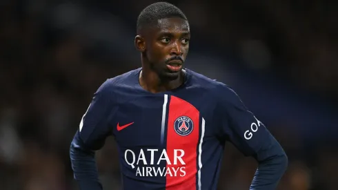 Ousmane Dembélé of Paris Saint-Germain looks on during the UEFA Champions League match between Paris Saint-Germain and AC Milan at Parc des Princes on October 25, 2023.