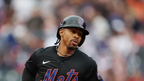 Francisco Lindor #12 of the New York Mets rounds the bases after hitting a home run in the first inning against the Colorado Rockies during their game at Citi Field on May 30, 2025 in New York City.