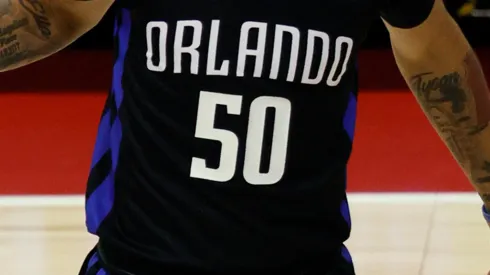 Cole Anthony #50 of the Orlando Magic brings the ball up the court against the Golden State Warriors during the 2021 NBA Summer League at the Thomas & Mack Center on August 9, 2021 in Las Vegas, Nevada. The Magic defeated the Warriors 91-89 in overtime.