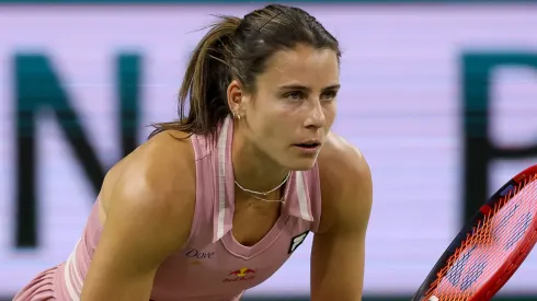Emma Navarro plays Donna Vekic of Croatia during the BNP Paribas Open at Indian Wells Tennis Garden on March 10, 2025.
