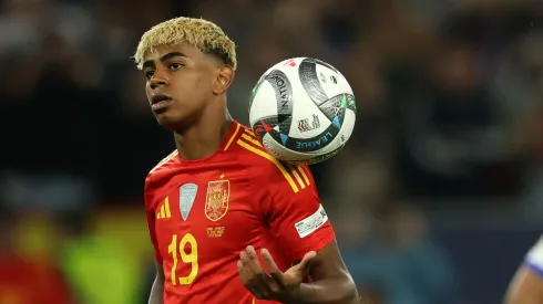 Lamine Yamal of Spain prepares to take his sides penalty during the UEFA Nations League 2025 semifinal match between Spain and France at Stuttgart Arena on June 05, 2025 in Stuttgart, Germany.