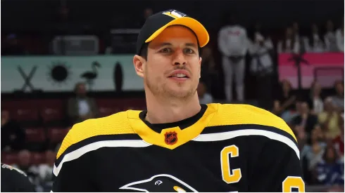 Sidney Crosby #87 of the Pittsburgh Penguins skate during the Great Clips NHL Breakaway Challenge event during the 2023 NHL All-Star Skills Competition at FLA Live Arena on February 03, 2023 in Sunrise, Florida.