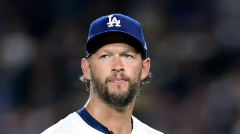 Clayton Kershaw #22 of the Los Angeles Dodgers reacts as he leaves the game after a review overturns a call at first base resulting in an RBI single to Brandon Nimmo #9 of the New York Mets, scoring Starling Marte #6 for a 5-4 lead, during the fifth inning at Dodger Stadium on June 03, 2025 in Los Angeles, California.