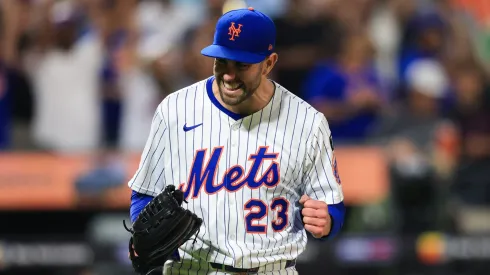 David Peterson #23 of the New York Mets reacts after recording the final out of a complete game shutout defeating the Washington Nationals 5-0 in the game at Citi Field on June 11, 2025 in New York City.