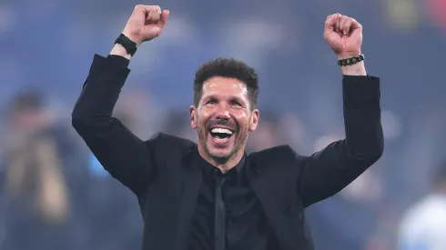Diego Simeone, Coach of Atletico Madrid celebrates his team's victory in the UEFA Europa League Final between Olympique de Marseille and Club Atletico de Madrid at Stade de Lyon on May 16, 2018.