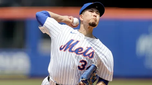 Kodai Senga #34 of the New York Mets pitches during the second inning against the Washington Nationals at Citi Field on June 12, 2025 in New York City.
