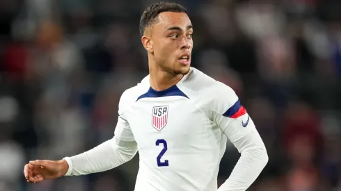 Sergino Dest #2 of United States looks to pass against Oman at Allianz Field on September 12, 2023 in St Paul, Minnesota.