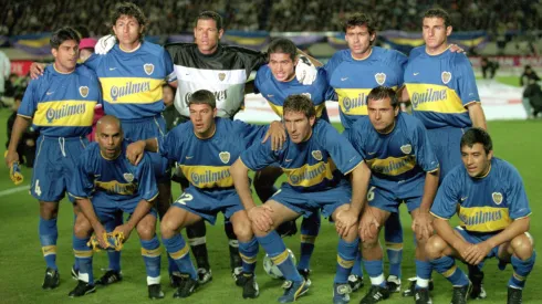 The Boca Juniors team pose for the team photo before the 2000 Toyota Intercontinental Cup against Real Madrid in the National Stadiu, Tokyo.
