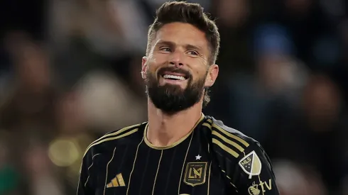 Olivier Giroud #9 of Los Angeles FC gestures during the MLS match between Los Angeles Football Club and New York City FC at BMO Stadium on March 01, 2025.