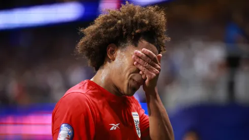 Adalberto Carrasquilla of Panama leaves the pitch after being sent off during the CONMEBOL Copa America USA 2024 Group C match between Panama and United States at Mercedes-Benz Stadium on June 27, 2024 in Atlanta, Georgia.