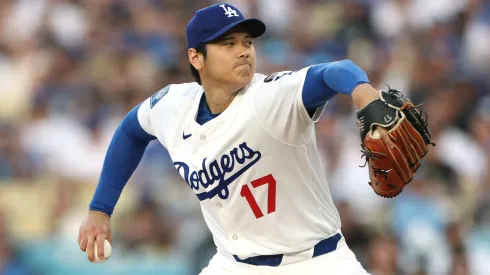 Shohei Ohtani #17 of the Los Angeles Dodgers throws a pitch during the first inning against the San Diego Padres at Dodger Stadium on June 16, 2025 in Los Angeles, California.