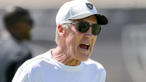 Head coach Pete Carroll of the Las Vegas Raiders walks on a field during mandatory minicamp at the Las Vegas Raiders Headquarters/Intermountain Healthcare Performance Center on June 12, 2025 in Henderson, Nevada.