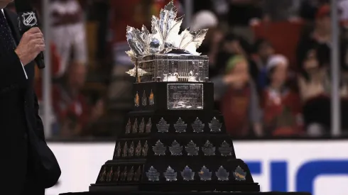 The Conn Smythe trophy at the Boston Bruins match in Game Six of the 2013 NHL Stanley Cup Final at TD Garden on June 24, 2013.