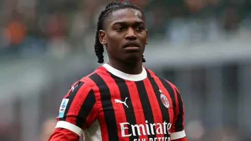 Rafael Leao of AC Milan looks on during the Serie A match between AC Milan and Parma Calcio at Stadio Giuseppe Meazza on January 26, 2025 in Milan, Italy.
