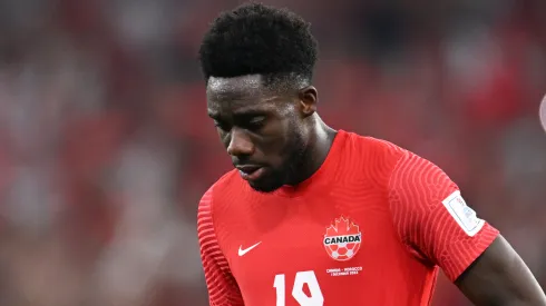 Alphonso Davies of Canada reacts after the FIFA World Cup Qatar 2022 Group F match between Canada and Morocco at Al Thumama Stadium on December 01, 2022 in Doha, Qatar.