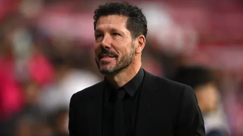 Diego Simeone, Head Coach of Atletico de Madrid, looks on prior to the LaLiga match between Atletico de Madrid and Real Valladolid CF at Riyadh Air Metropolitano on April 14, 2025.