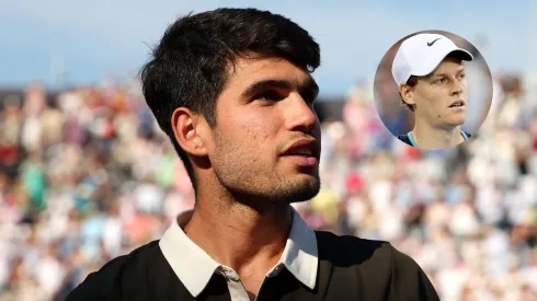 Carlos Alcaraz of Spain looks on following victory over Arthur Rinderknech of France during The Queen's Club.