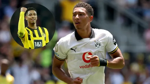 Jobe Bellingham #77 of Borussia Dortmund looks on during the FIFA Club World Cup 2025 and Jude Bellingham.