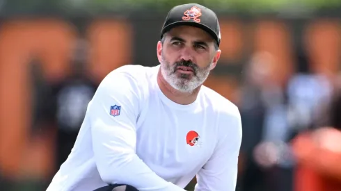 Head coach Kevin Stefanski of the Cleveland Browns watches a drill during Cleveland Browns mandatory minicamp at CrossCountry Mortgage Campus on June 10, 2025 in Berea, Ohio.