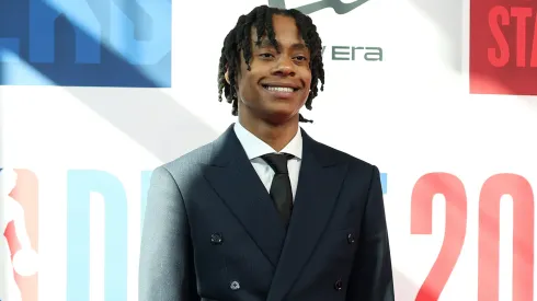 Tre Johnson poses on the red carpet prior to the 2025 NBA Draft – Round One at Barclays Center on June 25, 2025.