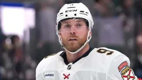 Sam Bennett #9 of the Florida Panthers seen in action during the game against the Columbus Blue Jackets at Nationwide Arena on October 15, 2024 in Columbus, Ohio.