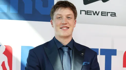 Kon Knueppel poses on the red carpet prior to the 2025 NBA Draft – Round One at Barclays Center on June 25, 2025.