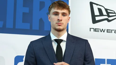 Cooper Flagg poses on the red carpet prior to the 2025 NBA Draft – Round One at Barclays Center on June 25, 2025.
