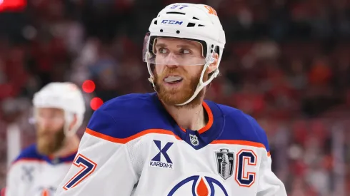 Connor McDavid #97 of the Edmonton Oilers looks on during the second period against the Florida Panthers in Game Six of the 2025 Stanley Cup Final at Amerant Bank Arena on June 17, 2025 in Sunrise, Florida.
