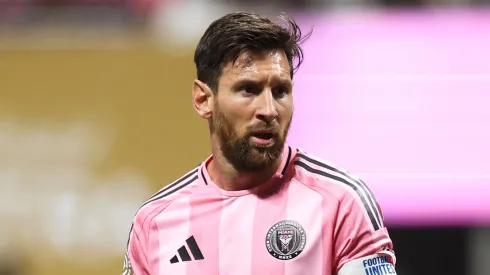 Lionel Messi #10 of Inter Miami CF looks on from the pitch during the FIFA Club World Cup 2025 round of 16 match between Paris Saint-Germain and Inter Miami CF at Mercedes-Benz Stadium on June 29, 2025 in Atlanta, Georgia.
