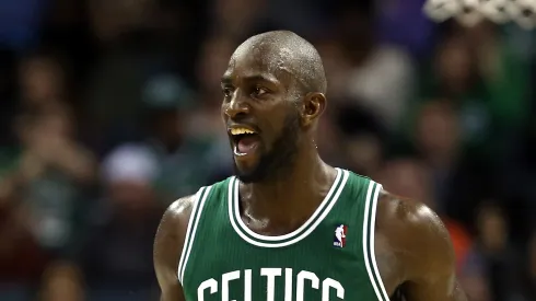 Kevin Garnett #5 of the Boston Celtics during their game at Time Warner Cable Arena on February 11, 2013 in Charlotte, North Carolina.