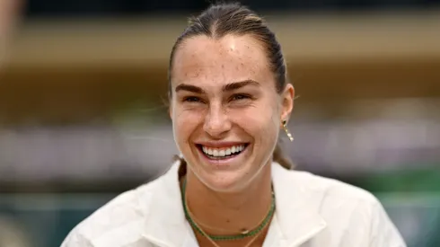 Aryna Sabalenka smiles as she speaks in an interview prior to The Championships Wimbledon 2025 at All England Lawn Tennis and Croquet Club on June 28, 2025.