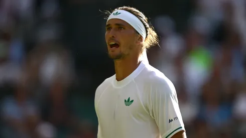 Alexander Zverev of Germany looks on against Arthur Rinderknech of France on day two of The Championships Wimbledon 2025