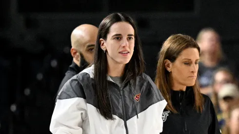 Caitlin Clark reacts l during the game against the Washington Mystics