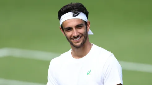 Lorenzo Musetti of Italy smiles during a practice session at Aorangi Park during previews prior to The Championships Wimbledon 2025.
