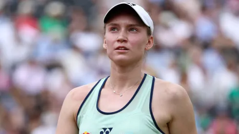 Elena Rybakina of Kazakhstan looks on against Heather Watson of Great Britain during the Women's Singles Second Round match on Day Four of the 2025 HSBC Championships.