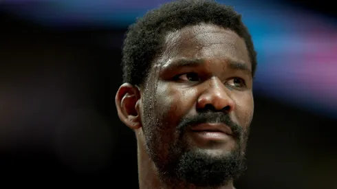 Deandre Ayton #2 of the Portland Trail Blazers looks on during the first half against the LA Clippers at Moda Center.