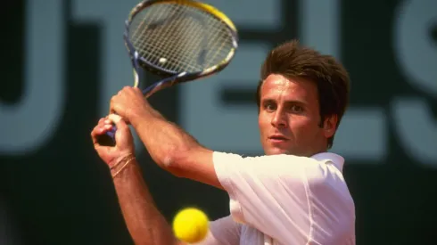 Fabrice Santoro of France in action during a semi final at the 1997 Monte Carlo Open.