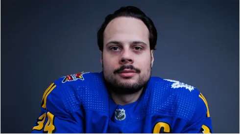 Auston Matthews #34 of the Toronto Maple Leafs poses for his portrait prior to the 2024 Honda NHL All-Star Game on February 03, 2024 in Toronto, Ontario.