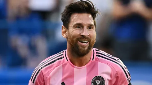 Lionel Messi #10 of Inter Miami CF celebrates scoring his team's second goal during the MLS match against CF Montreal.