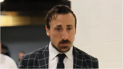 Brad Marchand #63 of the Florida Panthers arrives for the game against the Carolina Hurricanes in Game Five of the Eastern Conference Final of the 2025 Stanley Cup Playoffs at Lenovo Center on May 28, 2025 in Raleigh, North Carolina.