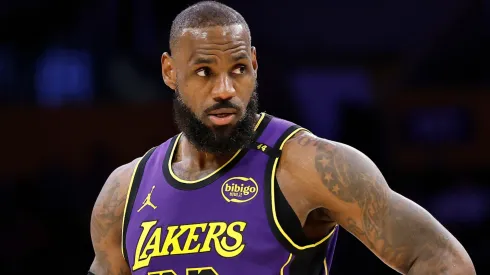 LeBron James #23 of the Los Angeles Lakers in the first half at Crypto.com Arena on January 21, 2025 in Los Angeles, California.