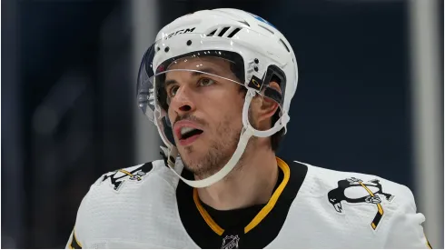 Sidney Crosby #87 of the Pittsburgh Penguins in action against the Washington Capitals at Capital One Arena on February 23, 2021 in Washington, DC.