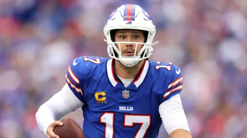 Josh Allen #17 of the Buffalo Bills scrambles for a touchdown during the fourth quarter against the Arizona Cardinals at Highmark Stadium on September 08, 2024 in Orchard Park, New York.