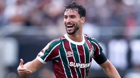 Matheus Martinelli #8 of Fluminense FC celebrates scoring his team's first goal during the FIFA Club World Cup 2025 quarter final match between Fluminense FC and Al Hilal.